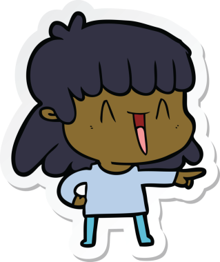 Bir insan tarafından çizilmiş bir karikatür kadının çıkartması.