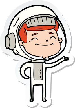 Bir insan tarafından çizilmiş mutlu bir astronotun çıkartması.