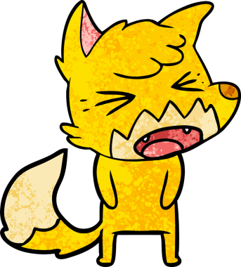 Bir insan tarafından çizilmiş tilki çizgi film karakteri