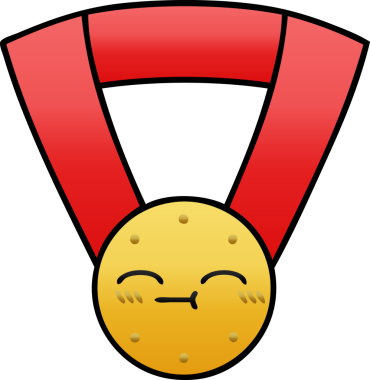 Bir insan tarafından çizilmiş altın madalyanın gölgelenmiş karikatürü.