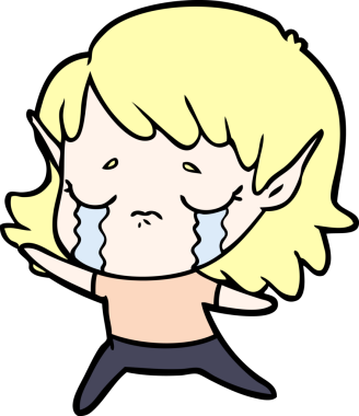 Bir insan tarafından çizilmiş ağlayan elf kızı.