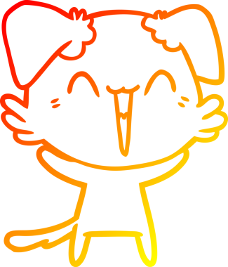 Bir insan tarafından çizilmiş mutlu, küçük bir köpek çizgi filmi.