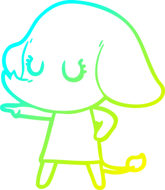 Bir insan tarafından çizilmiş şirin bir filin soğuk gradyan çizgisi