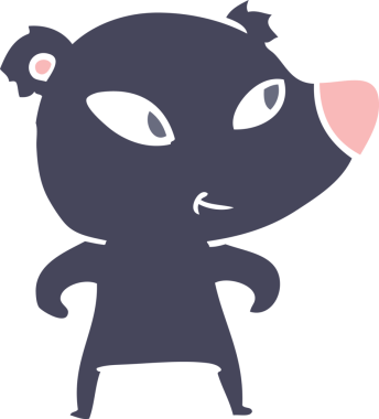 Bir insan tarafından çizilmiş şirin düz renkli çizgi film ayısı.