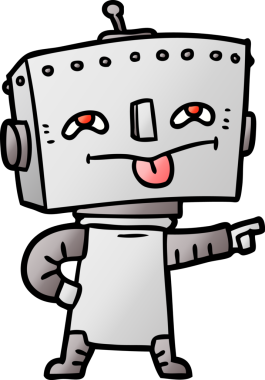 Bir insan tarafından çizilmiş çizgi film robotu