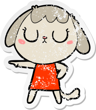 Bir insan tarafından çizilmiş şirin bir köpeğin sıkıntılı çıkartması.