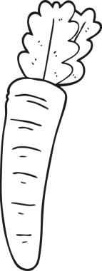 Bir insan tarafından çizilmiş siyah beyaz havuç.