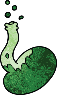 Bir insan tarafından çizilen karikatür köpüren kimyasallar.