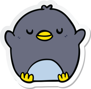 Bir insan tarafından çizilmiş karikatür pengueni çıkartması.