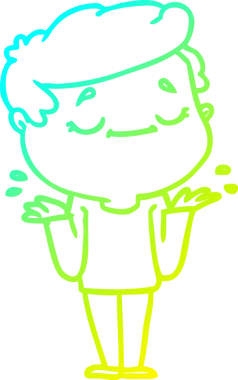 Bir insanın omuz silktiği barışçıl bir adamın soğuk çizgi çizimi.