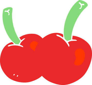 Bir insan tarafından çizilmiş kirazların düz renk çizimi