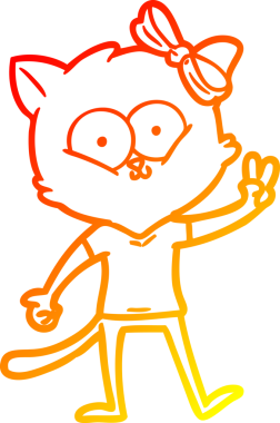 Bir insan tarafından çizilmiş çizgi film kedisinin sıcak çizgi çizimi