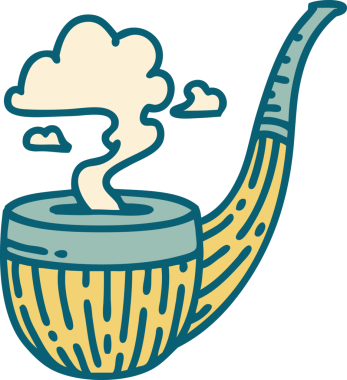 Bir insan tarafından çizilmiş sigara içen piposunun sembolik dövmesi.