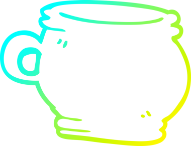 Bir insan tarafından çizilmiş bir karikatür bardağının soğuk gradyan çizgisi.