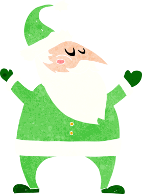 Bir insan tarafından çizilmiş Noel Baba çizgi filmi.