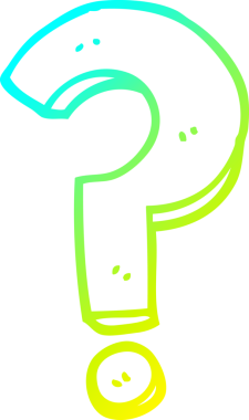 Bir insan tarafından çizilen soru işaretinin soğuk gradyan çizgisi