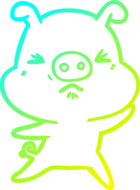 Bir insan tarafından çizilmiş kızgın bir domuzun soğuk çizgi çizimi.