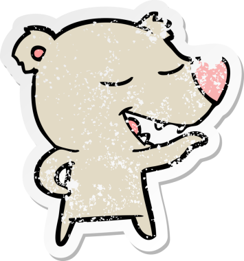 Bir insan tarafından çizilmiş karikatür ayısının sıkıntılı çıkartması.