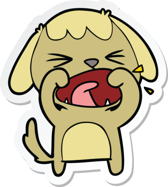 Bir insan tarafından çizilmiş şirin bir köpeğin çıkartması.