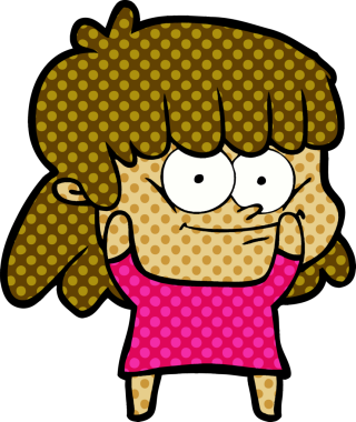 Bir insan tarafından çizilmiş gülümseyen bir kadın.