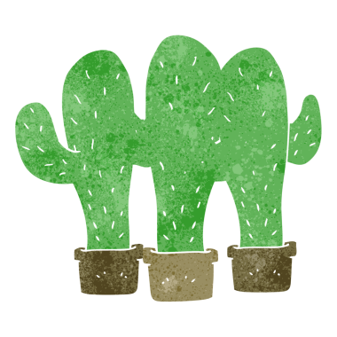 Bir insan tarafından çizilmiş serbest çizim retro karikatür kaktüsü.