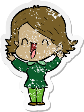 Bir insan tarafından çizilmiş mutlu bir karikatür çıkartması.