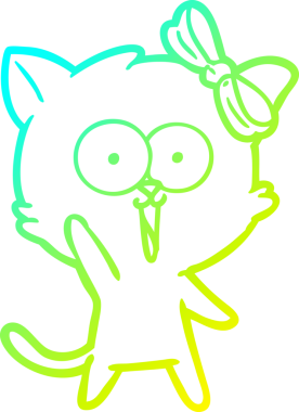 Bir insan tarafından çizilen çizgi film kedisinin soğuk gradyan çizgisi.