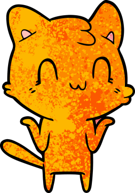 Bir insan tarafından çizilmiş mutlu bir kedi.