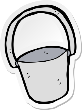 Bir insan tarafından çizilmiş karikatür kovası çıkartması.