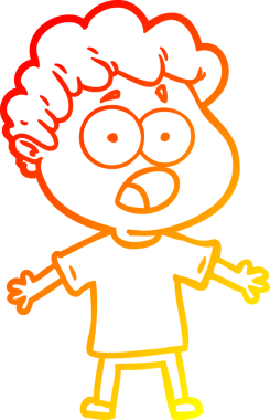 Bir insan tarafından şaşırtılarak çizilen çizgi film karakterinin sıcak çizgi çizimi.