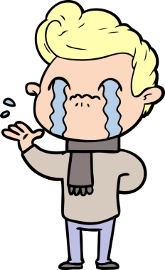 Bir insan tarafından çizilmiş ağlayan çizgi film adamı.