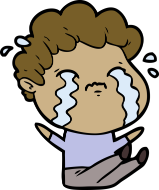 Bir insan tarafından çizilmiş ağlayan çizgi film adamı.