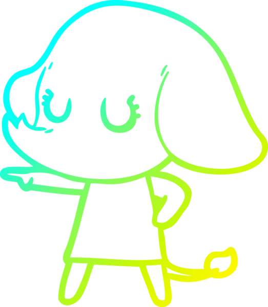 Bir insan tarafından çizilmiş şirin bir filin soğuk gradyan çizgisi