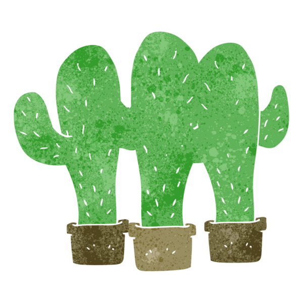 Bir insan tarafından çizilmiş serbest çizim retro karikatür kaktüsü.