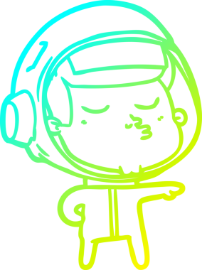 Bir insan tarafından çizilmiş kendinden emin bir astronotun soğuk çizgi çizimi.