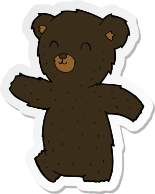 Bir insan tarafından çizilmiş şirin bir kara ayının çıkartması.