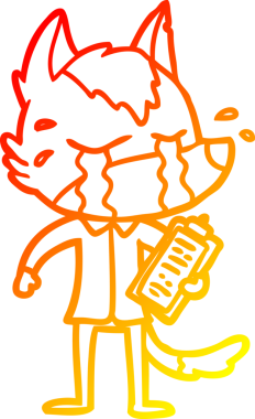 Bir insan tarafından çizilmiş iş kıyafetleri içinde ağlayan bir kurdun çizgi çizimi.