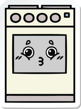 Bir insan tarafından çizilmiş şirin bir mutfak fırınının çıkartması.