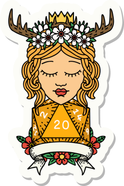 Bir insan tarafından çizilmiş 20 rulo doğal bir Druid çıkartması.