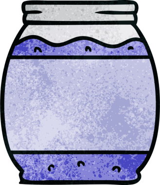 Bir insan tarafından çizilmiş çilek reçelinin el desenli karikatürü.