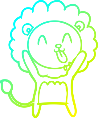 Bir insan tarafından çizilmiş mutlu çizgi film aslanı çizimi.