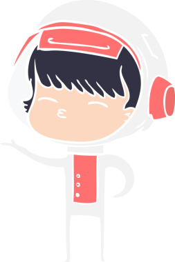 Düz renkli çizgi film meraklısı astronot bir insan tarafından çizilmiş.