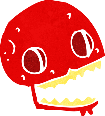 Bir insan tarafından çizilmiş ürkütücü bir kafatası.