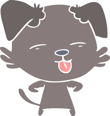 Bir insan tarafından çizilmiş düz renkli çizgi film köpeği.