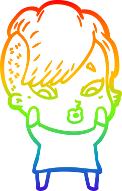 gökkuşağı gradyanı çizimi bir çizgi film kızı şaşırttı bir insan tarafından çizildi