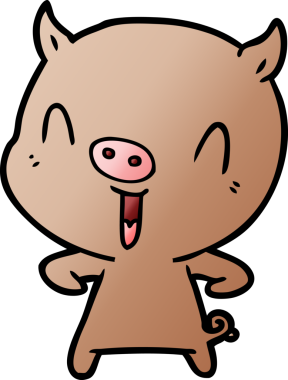 Bir insan tarafından çizilmiş mutlu çizgi film domuzu.