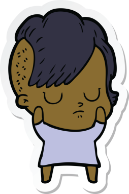 Bir insan tarafından çizilmiş bir karikatür kadının çıkartması.