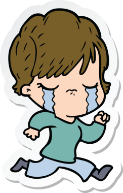 Bir insan tarafından çizilmiş, ağlayan bir karikatür kadının çıkartması.