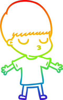 Gökkuşağı gradyan çizgi çizimi bir insan tarafından çizilmiş sakin bir çocuk