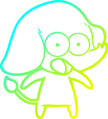 Bir insan tarafından çizilmiş şirin bir filin soğuk gradyan çizgisi